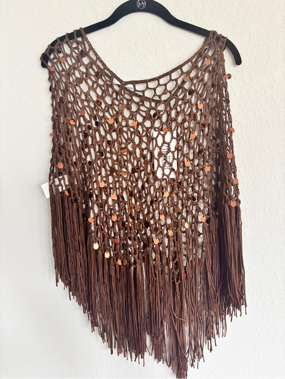 12th Tribe Brown Crochet Fringe Tank Top - Picture 2 of 5